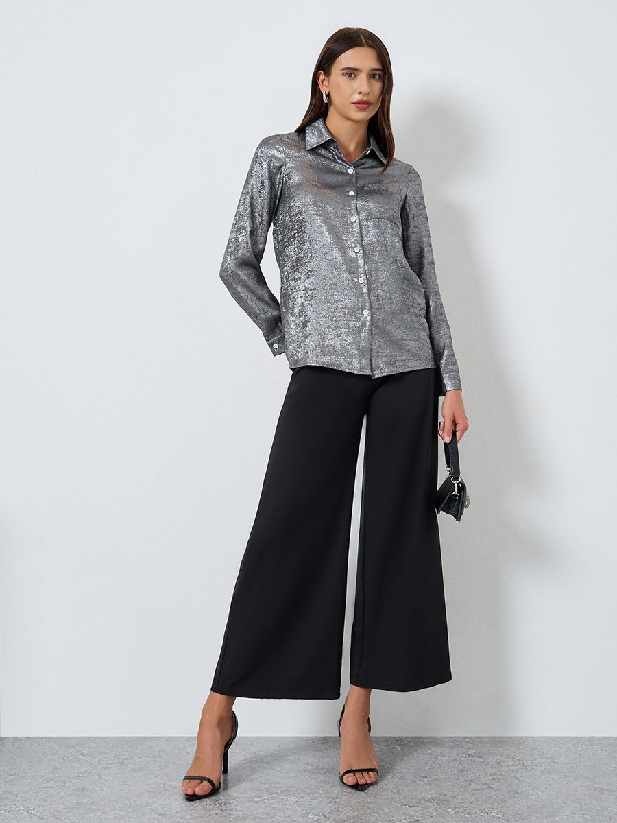 Solid Textured Long Sleeve Shirt