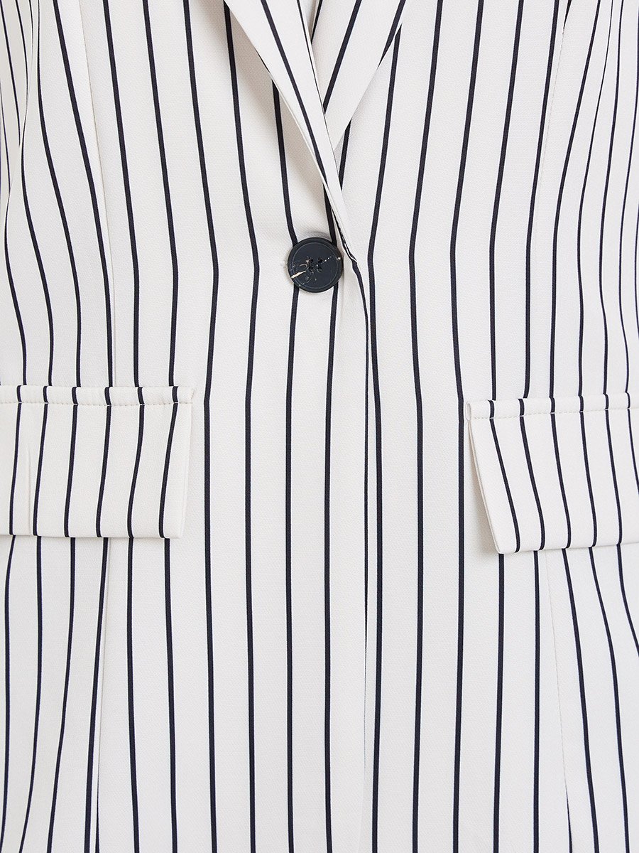 Women Striped Lapel Long Sleeve Blazer