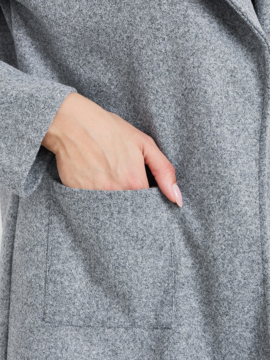 Grey Midi Edge-to-Edge Coat