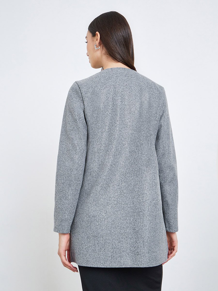 Grey Midi Edge-to-Edge Coat