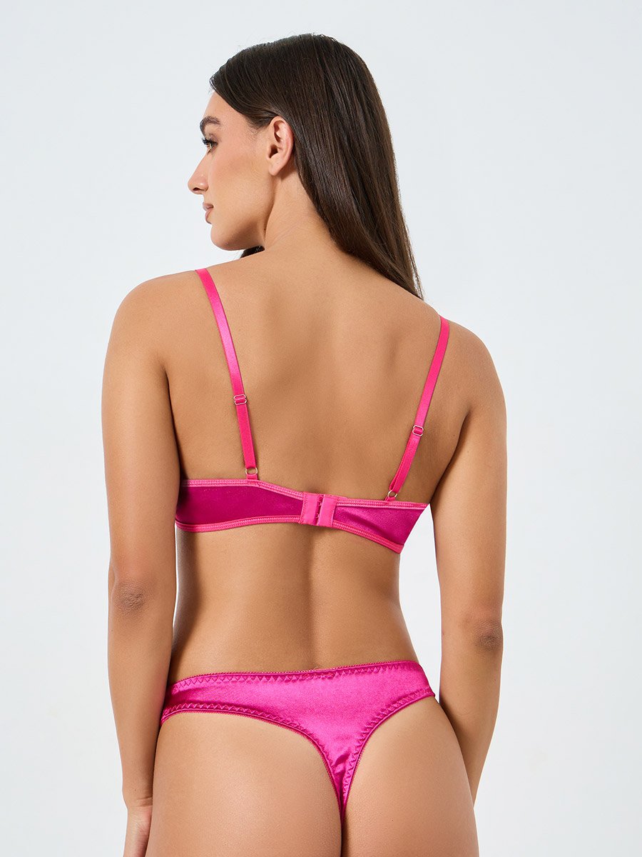 Contrast Lace Patchwork Non Padded Wired Bra with Brief Set