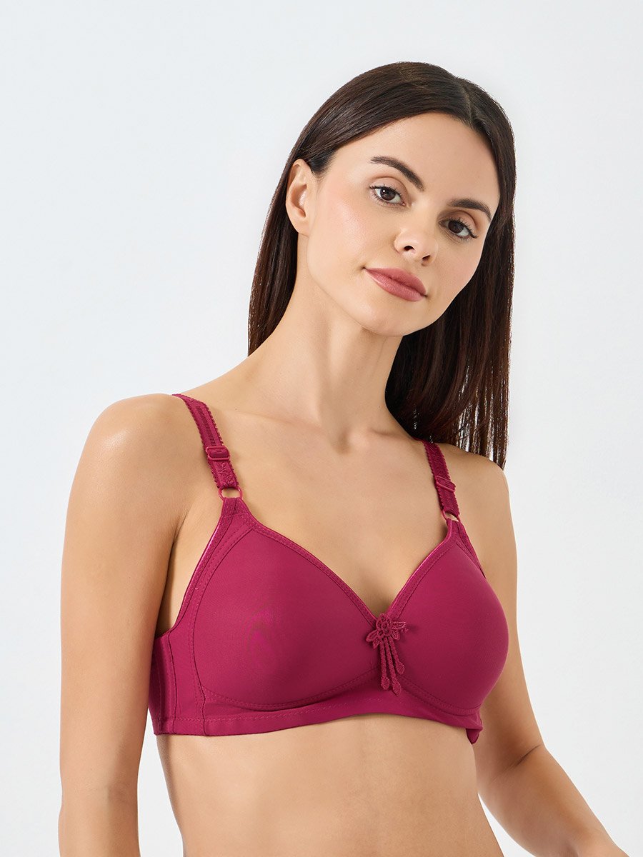 Solid Tassel Decoration Detail Padded Non Wired Bra