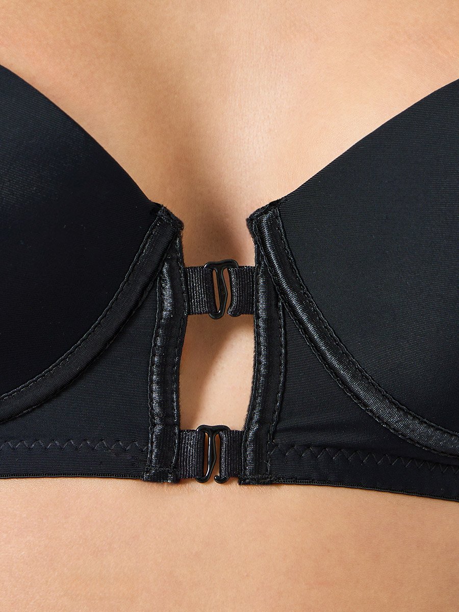 Black Solid Bulk Front Padded Wired Bra