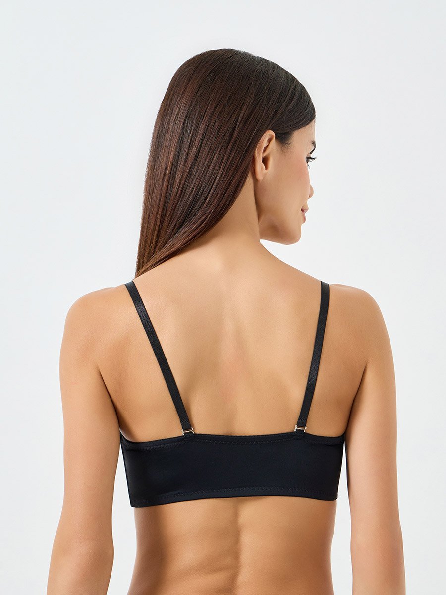 Black Solid Bulk Front Padded Wired Bra