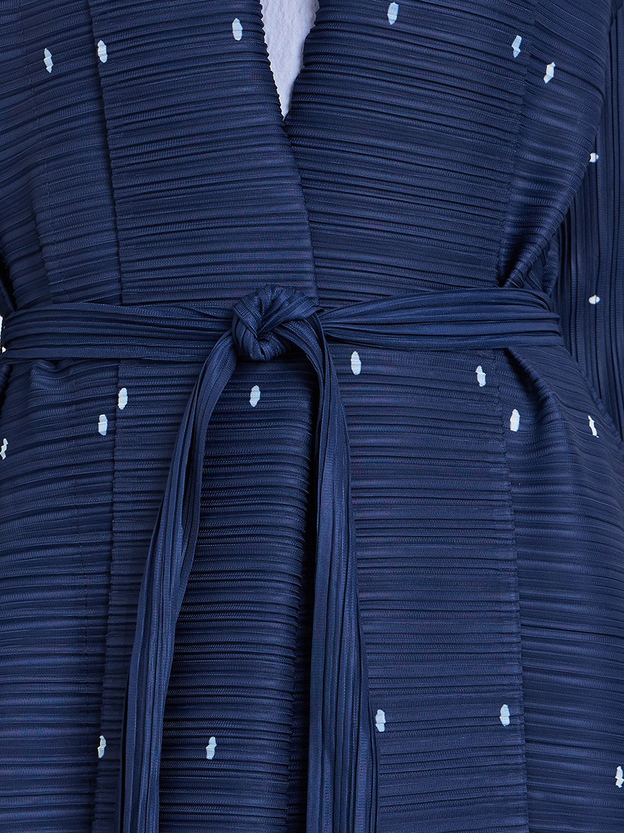 Floral Printed Textured Pleated Long Sleeve Abaya