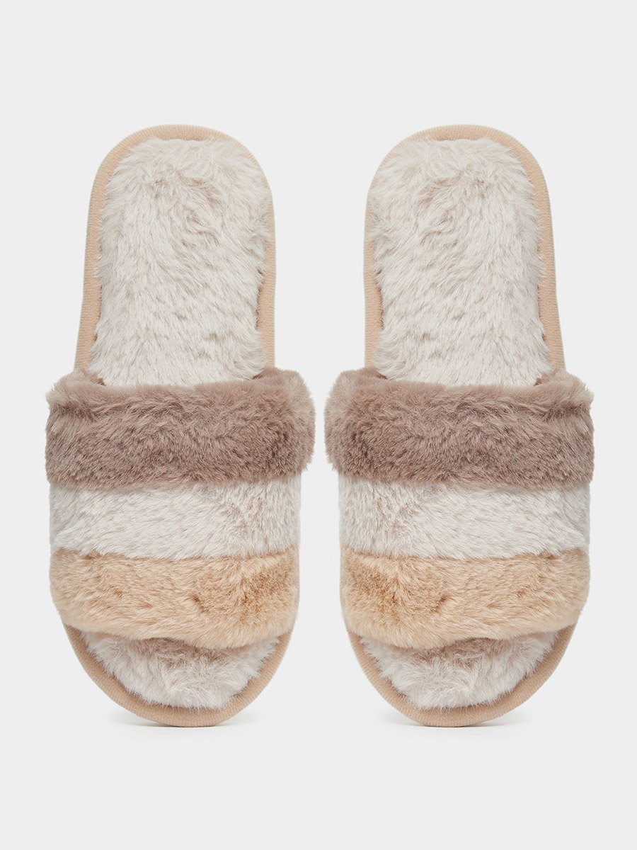 Plush Color Blocked Slipper