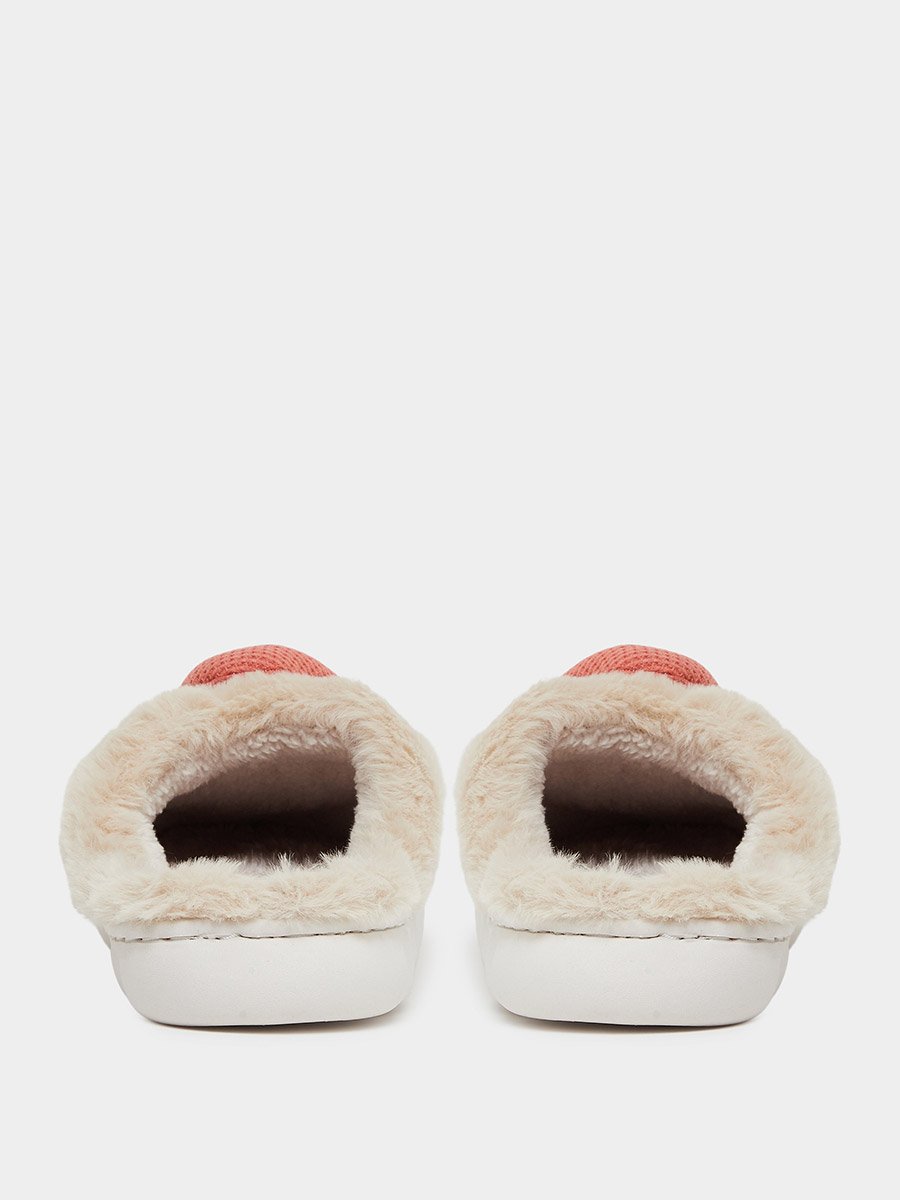 Beige Furry Bedroom Slippers