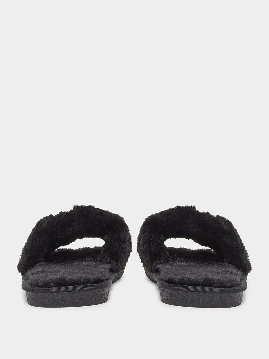Solid Plush Heart Detail Slippers