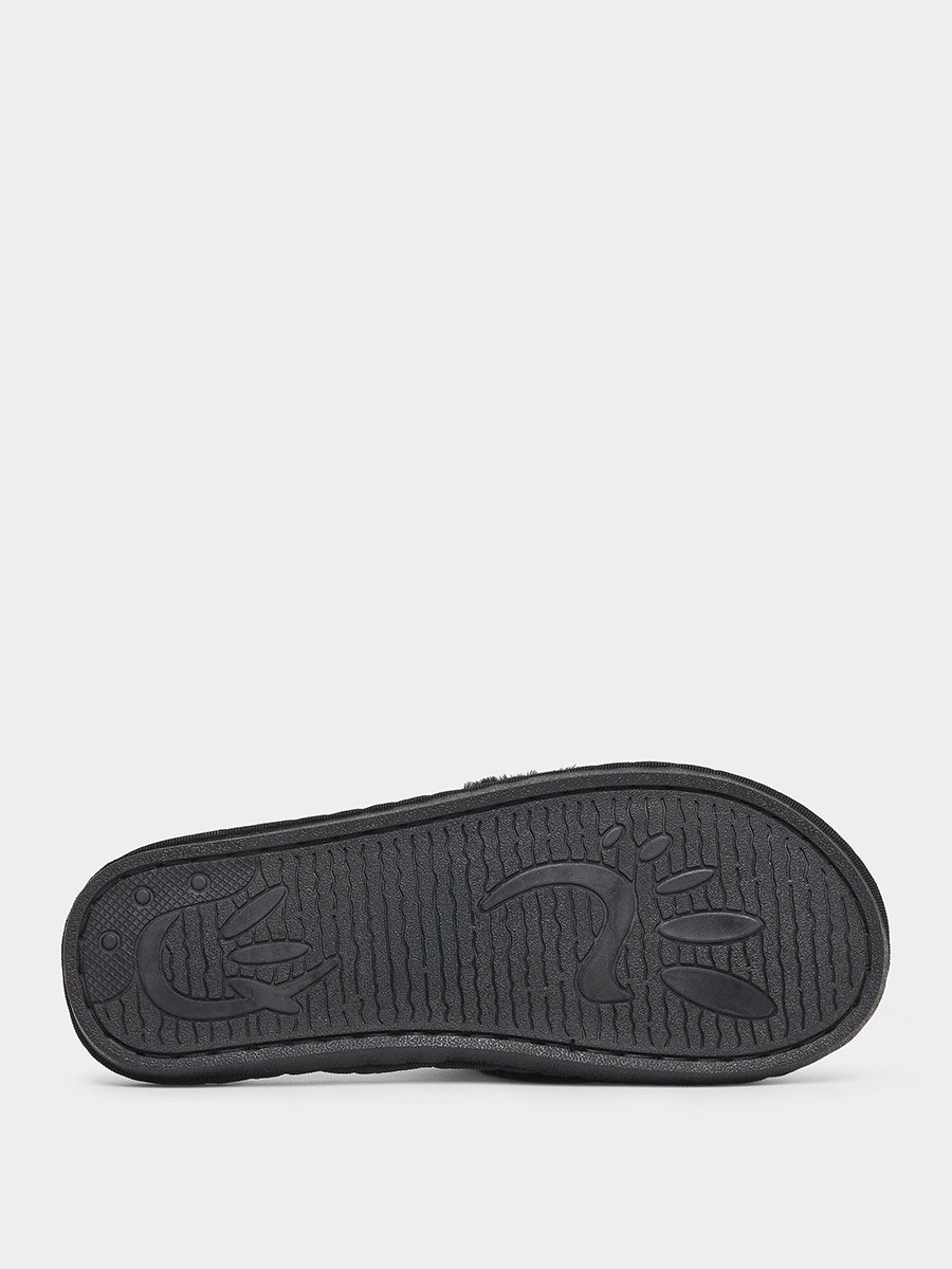 Solid Plush Heart Detail Slippers