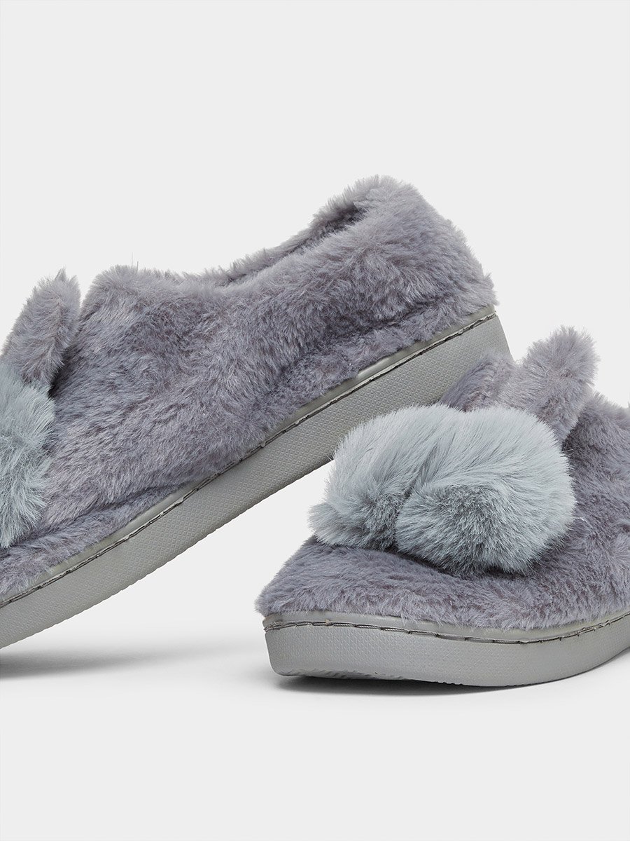 Solid Plush Cute Rabbit Bedroom Slippers