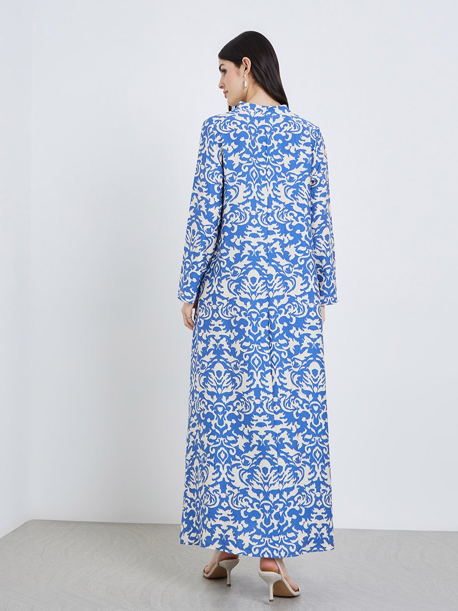 Women All-Over Print Collared Jalabiya