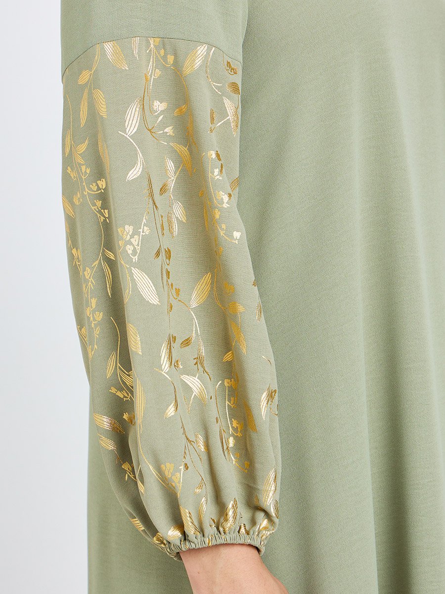 Women Green Foil Print A-Line Jalabiya