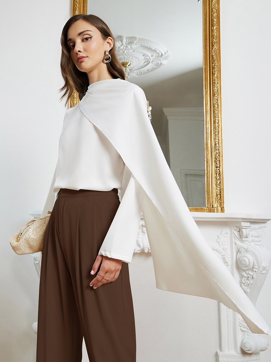 Women Satin White Long Sleeve Top