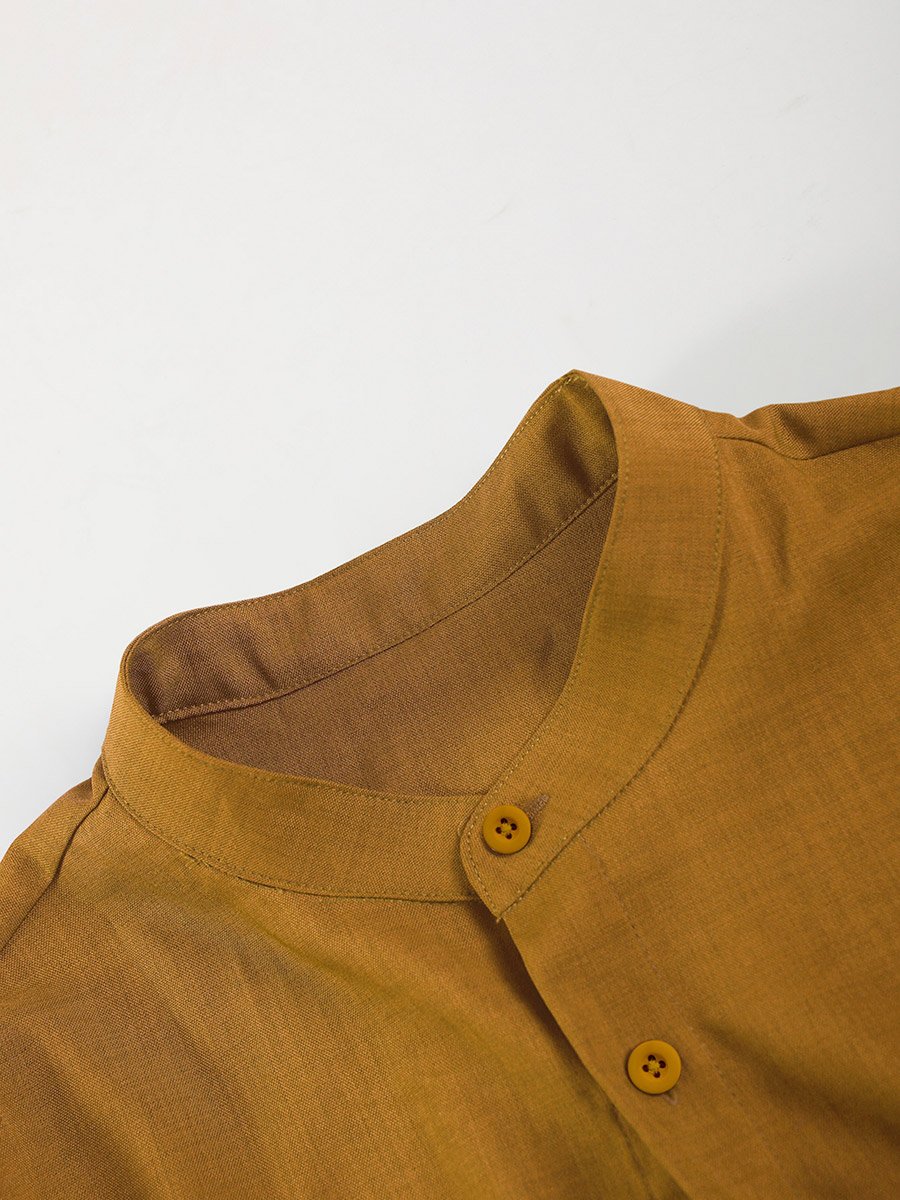 Men Copper Stand Collar Shirt and Pants Co-Ords