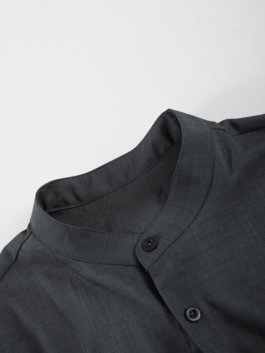 Men Grey Stand Collar Shirt and Pants Co-Ords