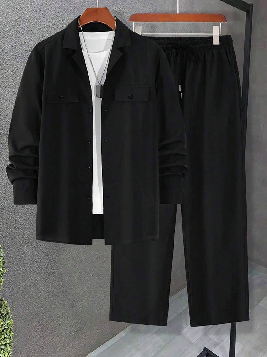 Men Black Casual Shirt and Pants Co-Ords