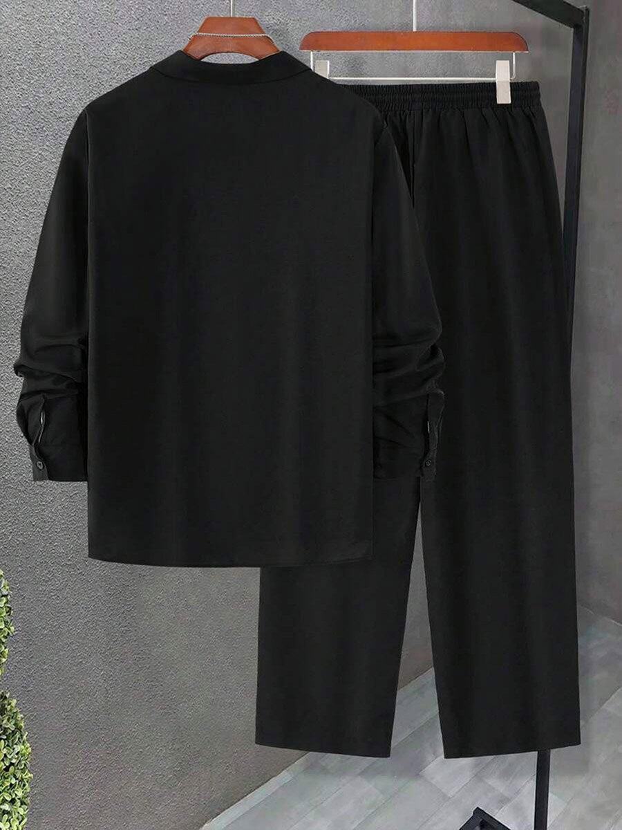 Men Black Casual Shirt and Pants Co-Ords