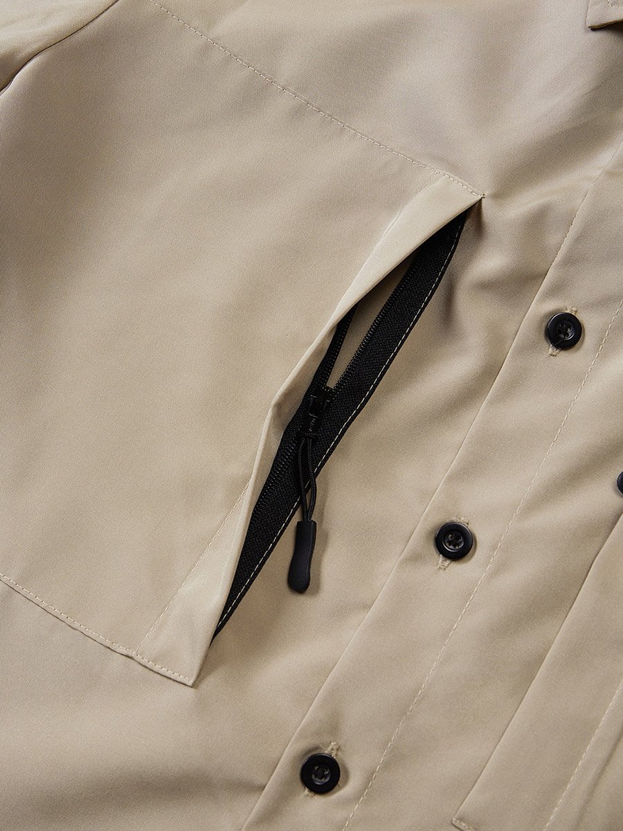 Men Solid Pocket Detail Long Sleeve Jacket