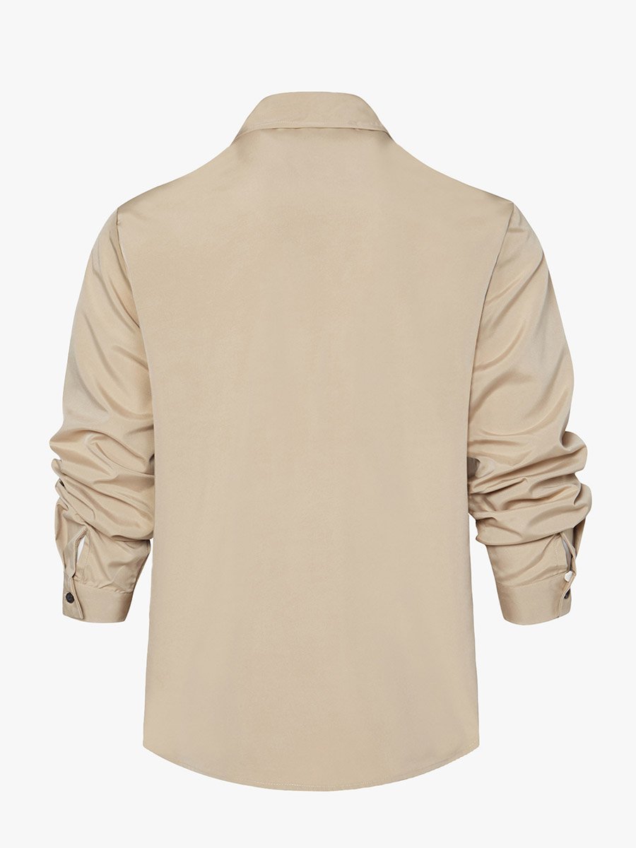 Men Solid Pocket Detail Long Sleeve Jacket