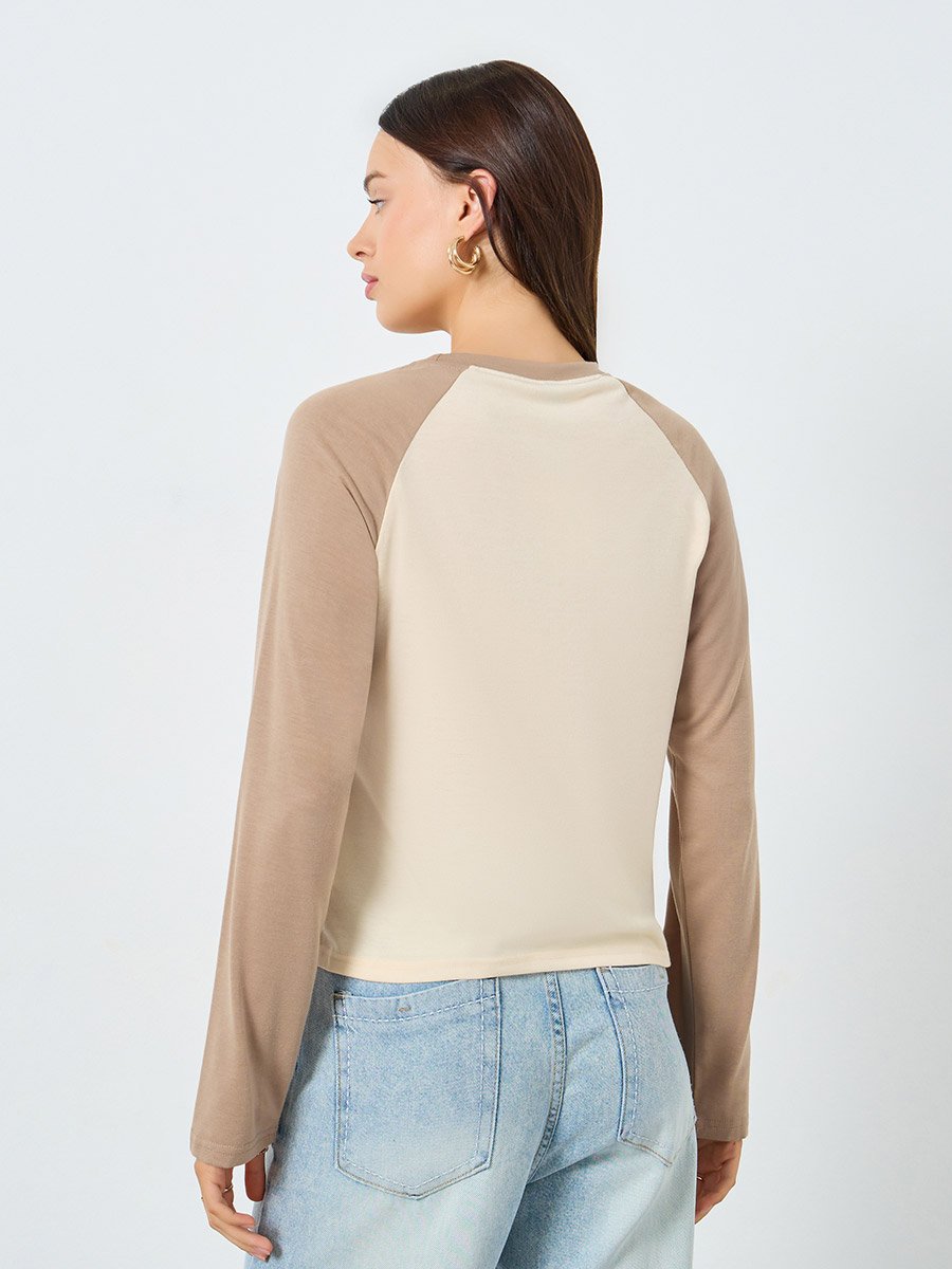 Star Embroidered Raglan Sleeve T-Shirt