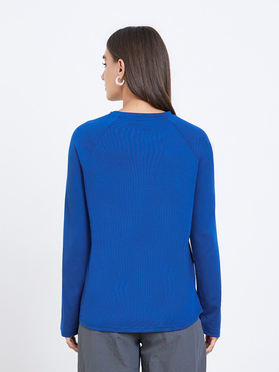 Blue Embroidered Crew Neck T-Shirt