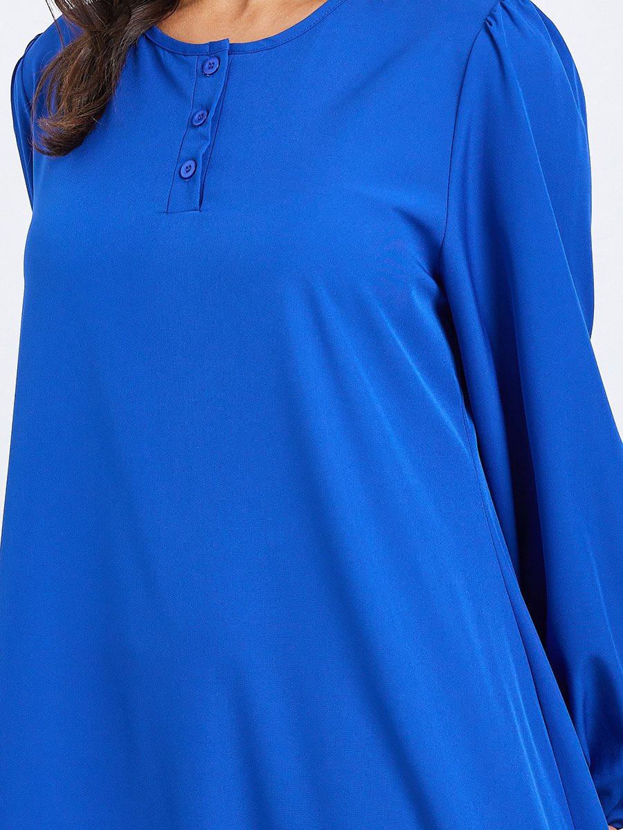 Women Blue Balloon Sleeve Front Buttoned Jalabiya