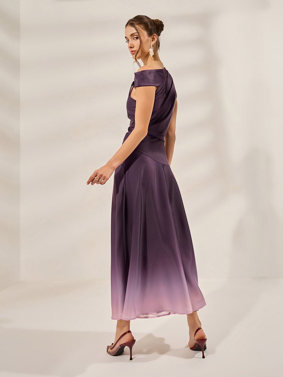 Burgundy Sleeveless Ombre Print Maxi Dress For Women at Saudi | Styli