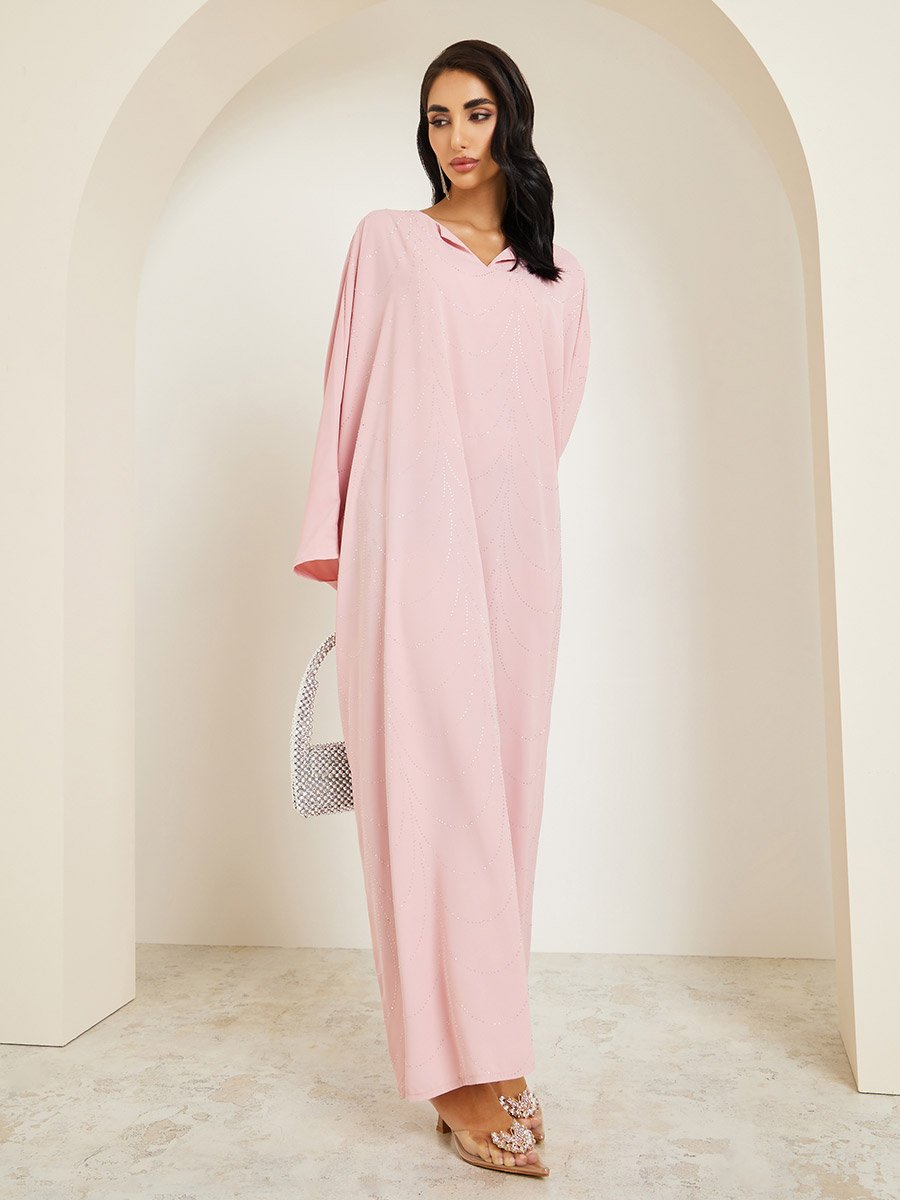 Women Pink Embellished Maxi Kaftan