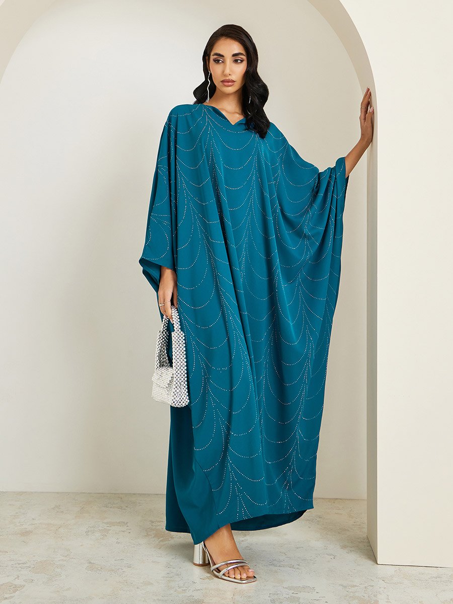 Women Teal Embellished Maxi Kaftan