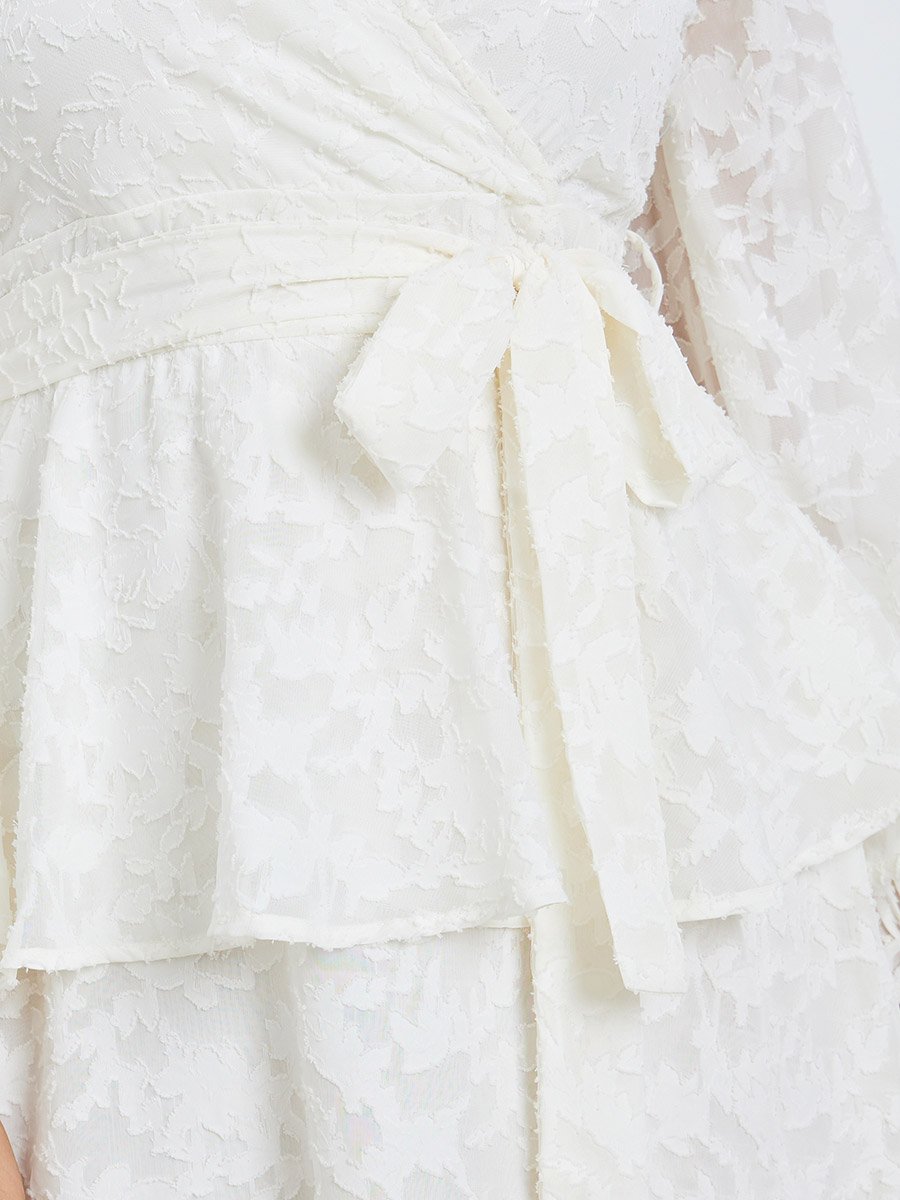 Women White Lace Wrap Maxi Dress