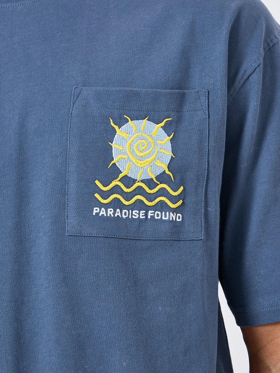 Men Blue Embroidered Oversized T-Shirt