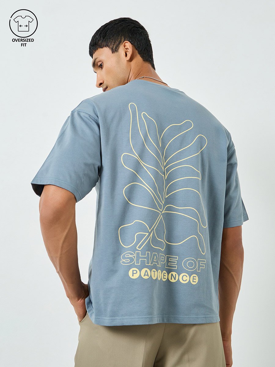 Men Grey Graphic Print Oversized T-Shirt