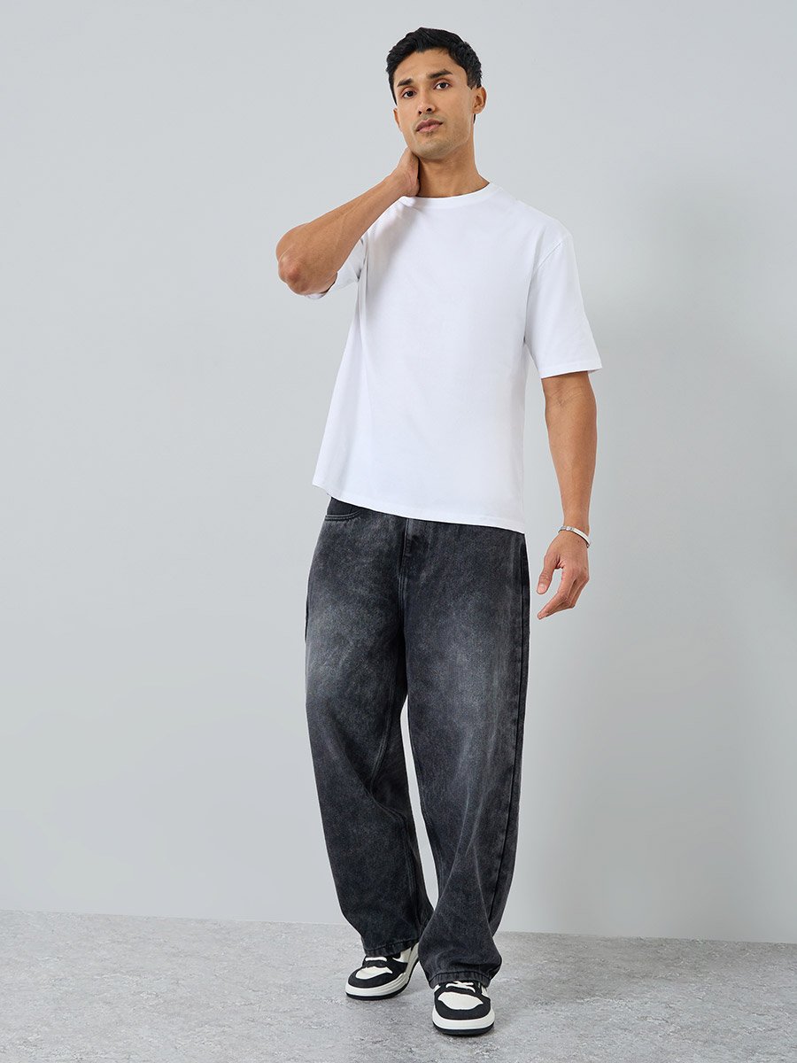 Men Oversize Slogan Heavy Jersey T-Shirt