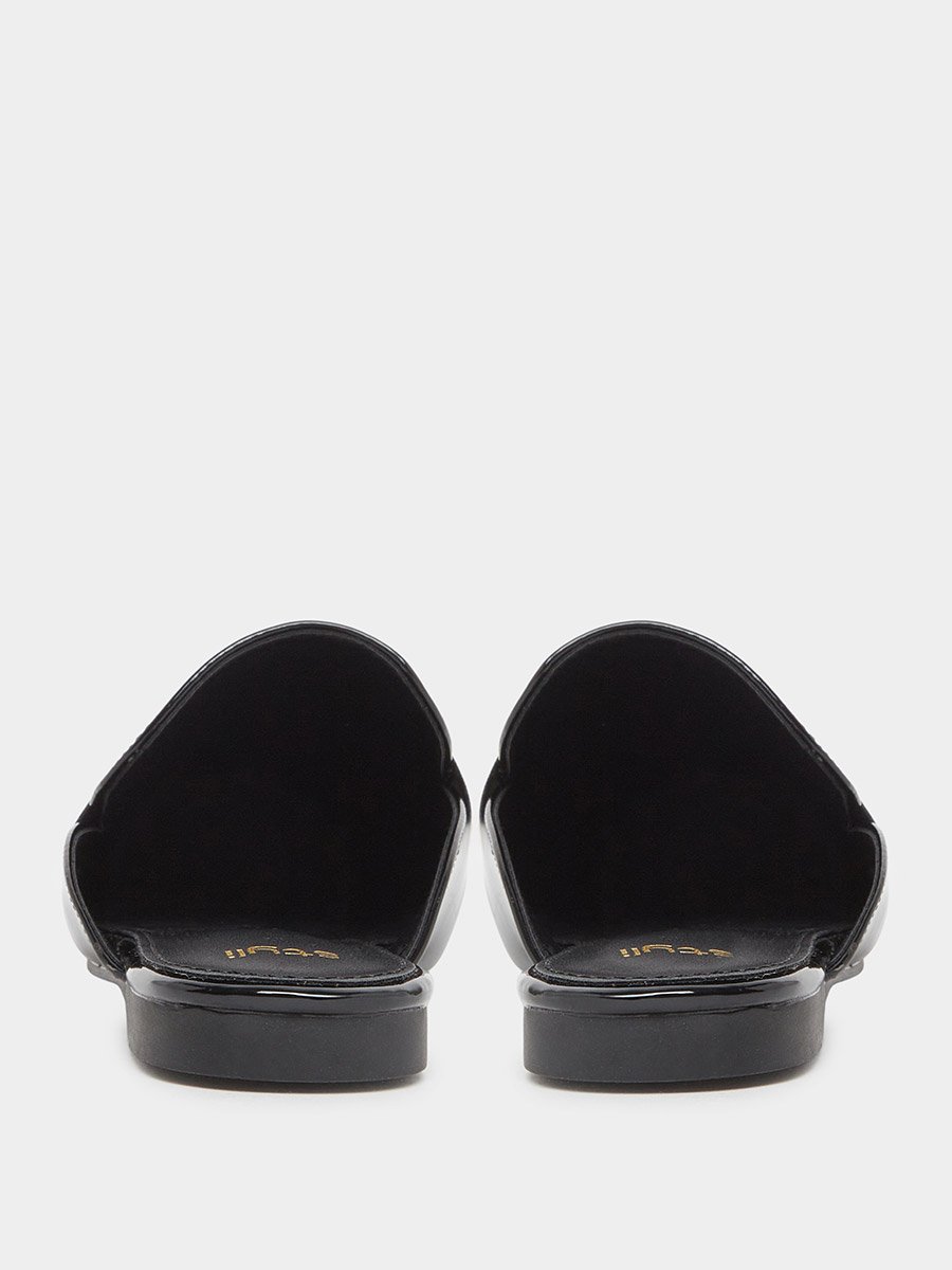 Black Patent Buckle Detail Mules