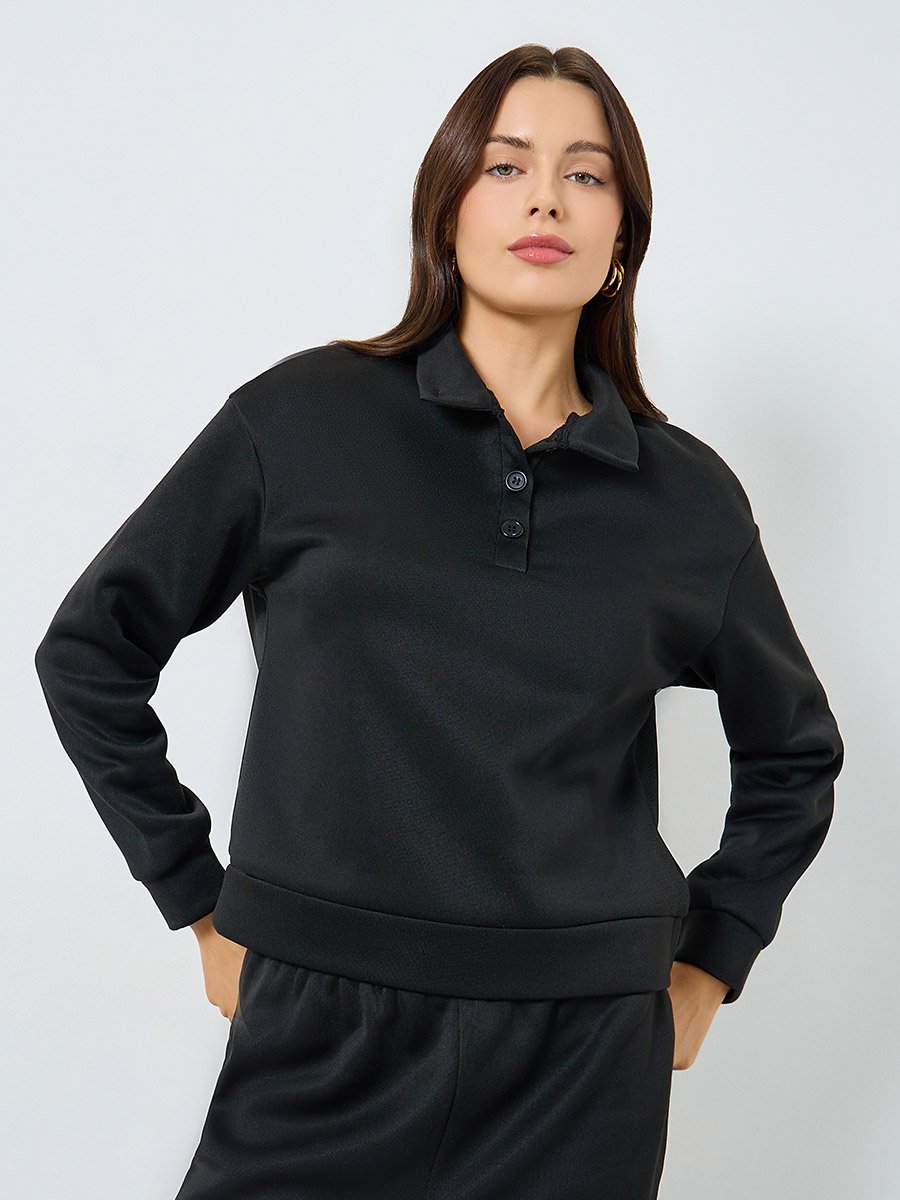 Women Button Sweatshirt and Joggers Co-Ords