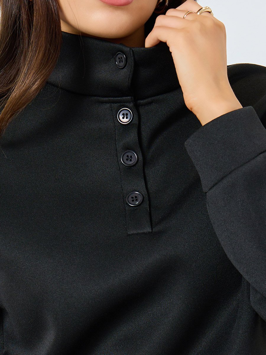Women Button Sweatshirt and Joggers Co-Ords
