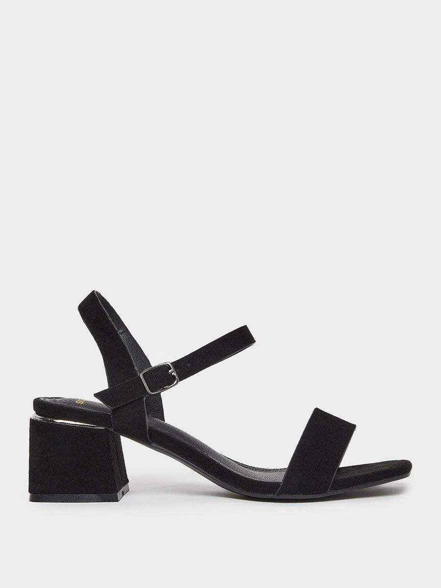Black Suede Block Heel Sandals