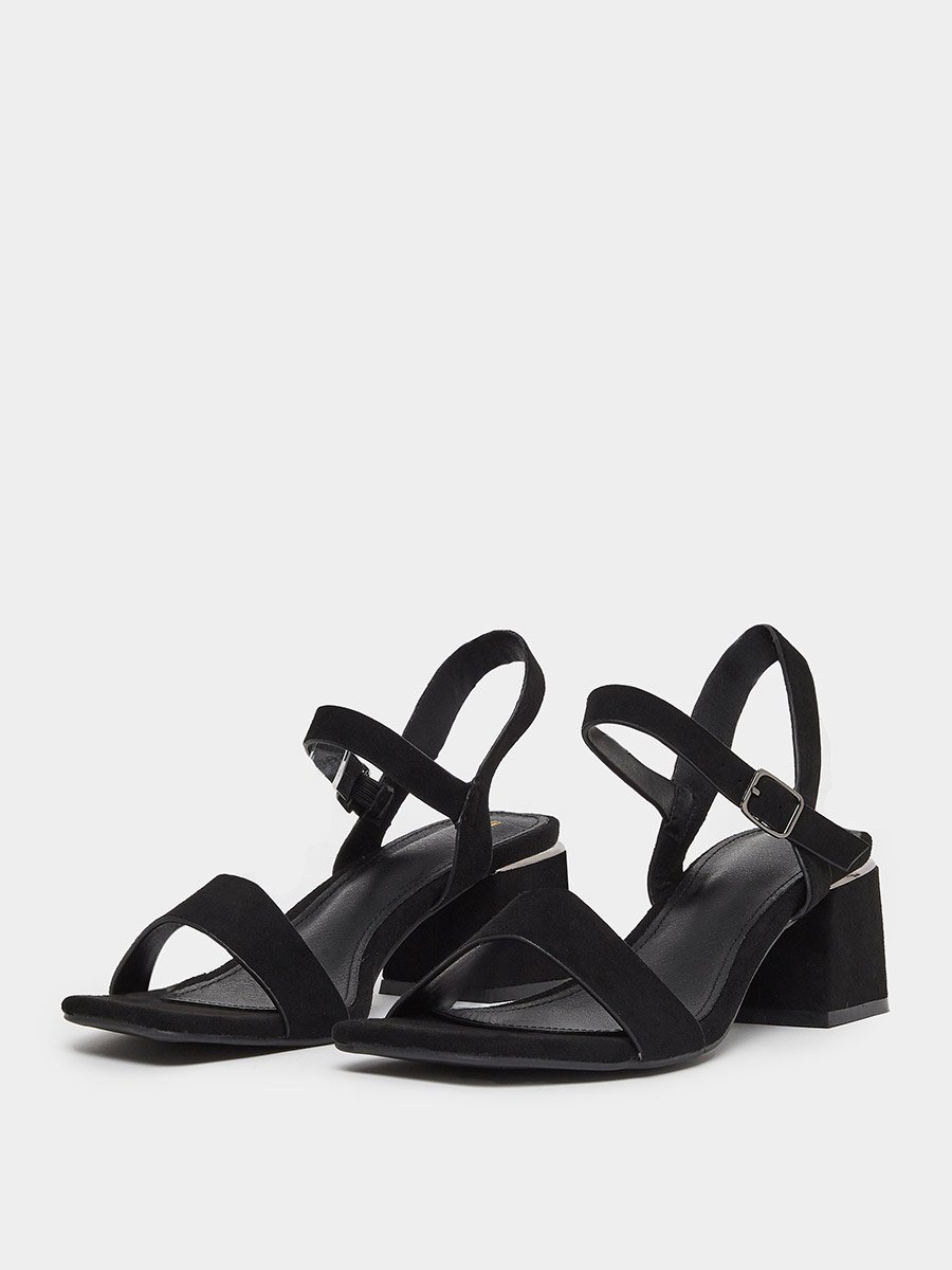 Black Suede Block Heel Sandals