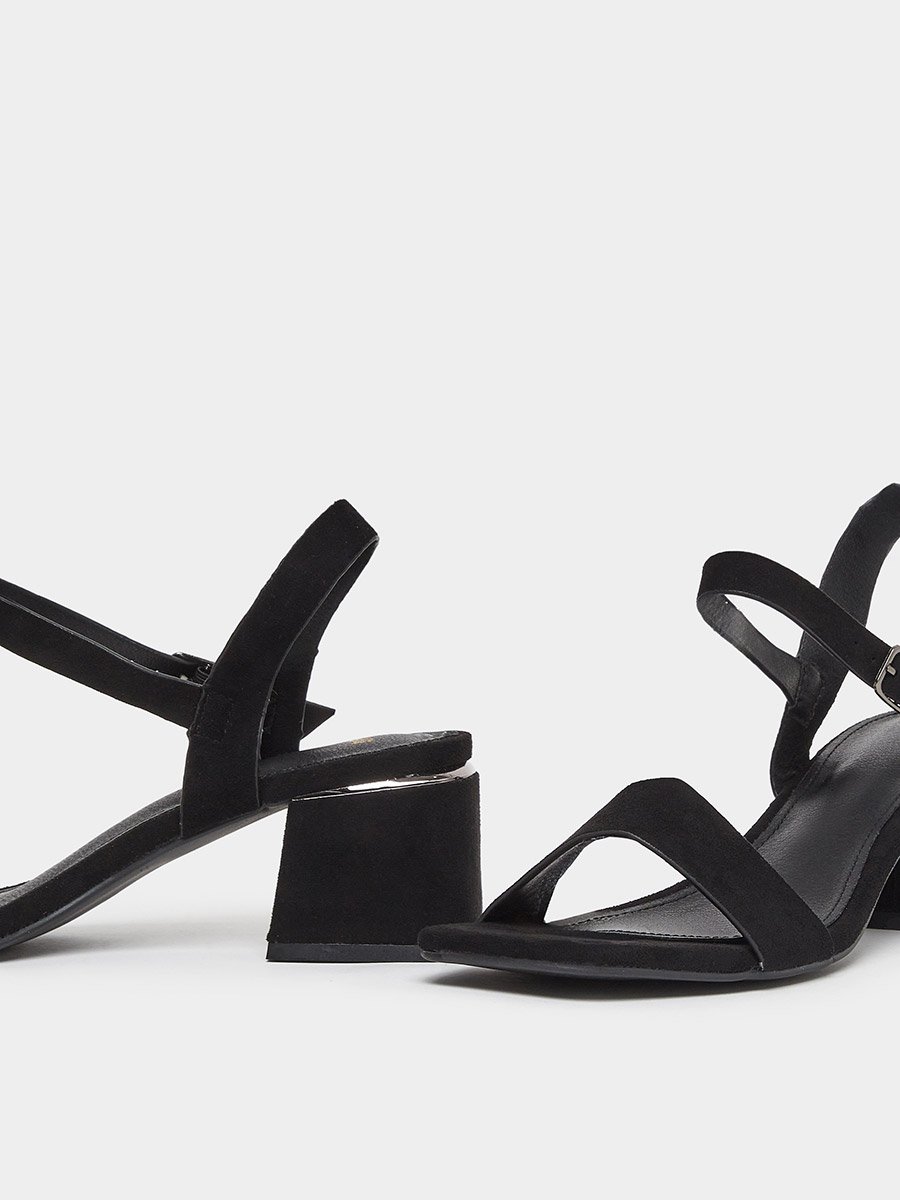 Black Suede Block Heel Sandals