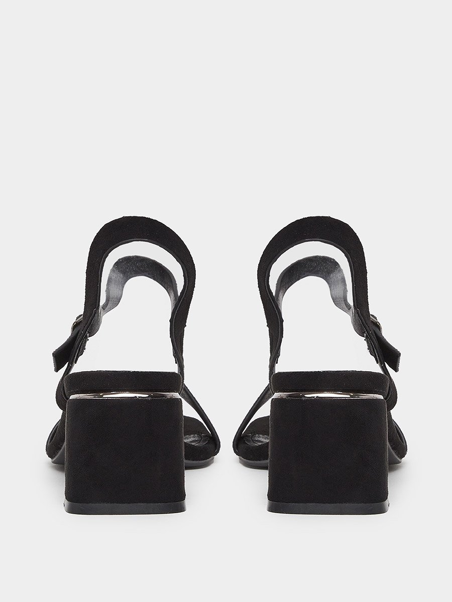 Black Suede Block Heel Sandals