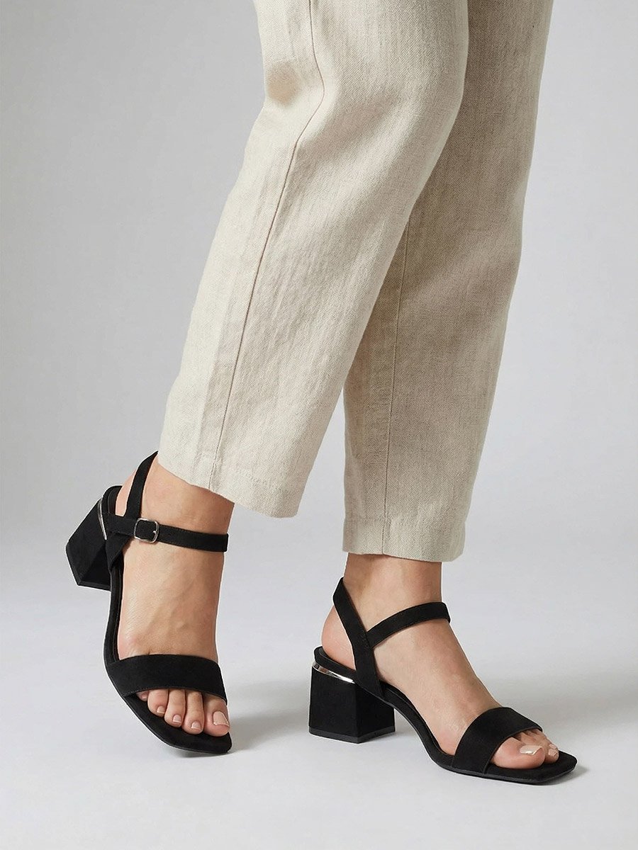Black Suede Block Heel Sandals