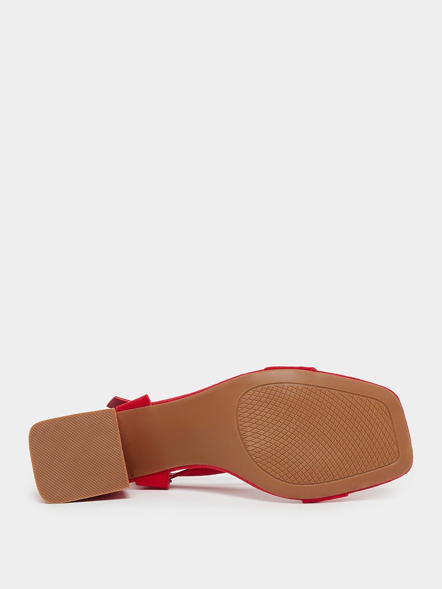 Red Suede Block Heel Sandals