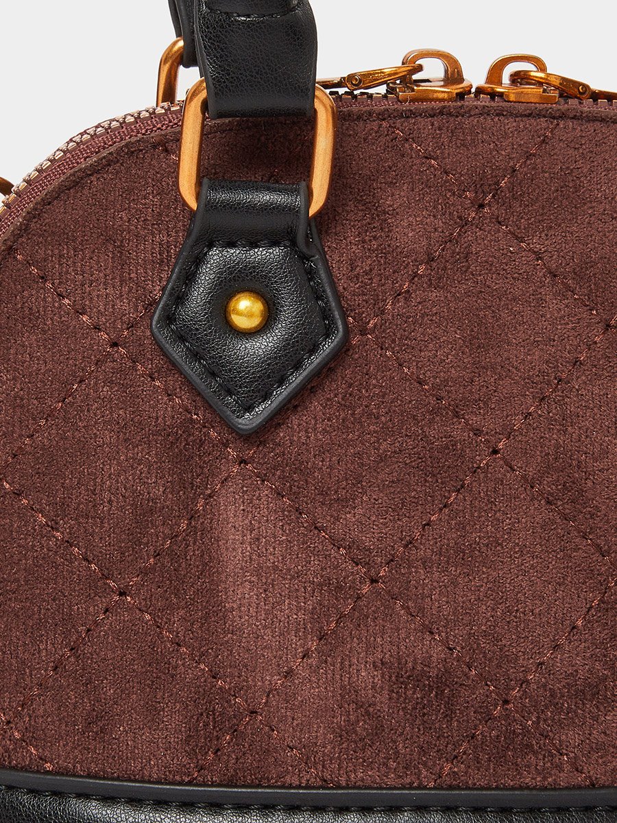 Coffee Brown Quilted Dome Handbag