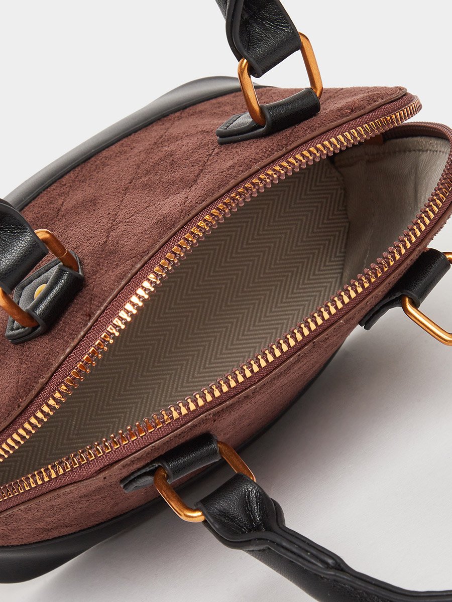Coffee Brown Quilted Dome Handbag
