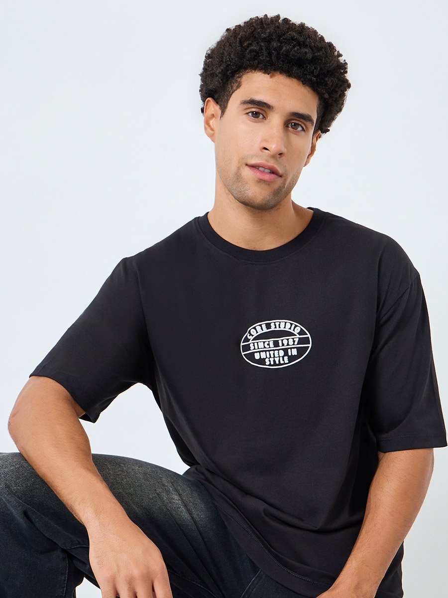 Men Oversized HD Emblem Graphic Jersey T-Shirt