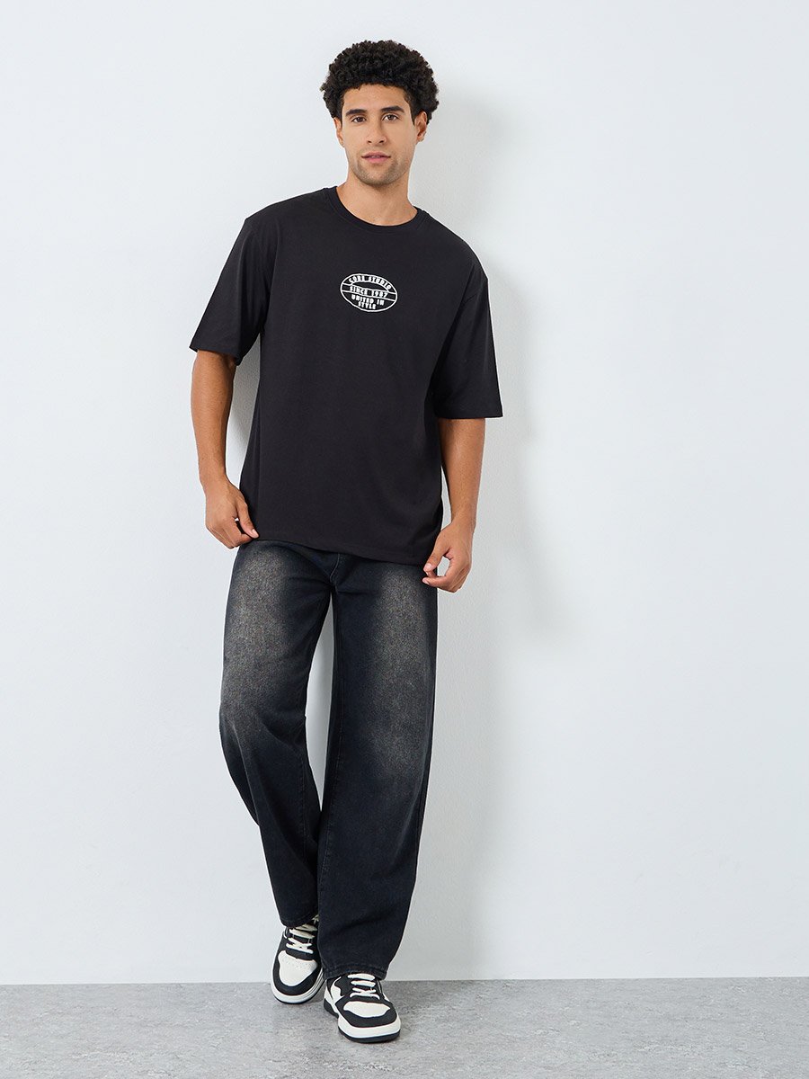 Men Oversized HD Emblem Graphic Jersey T-Shirt