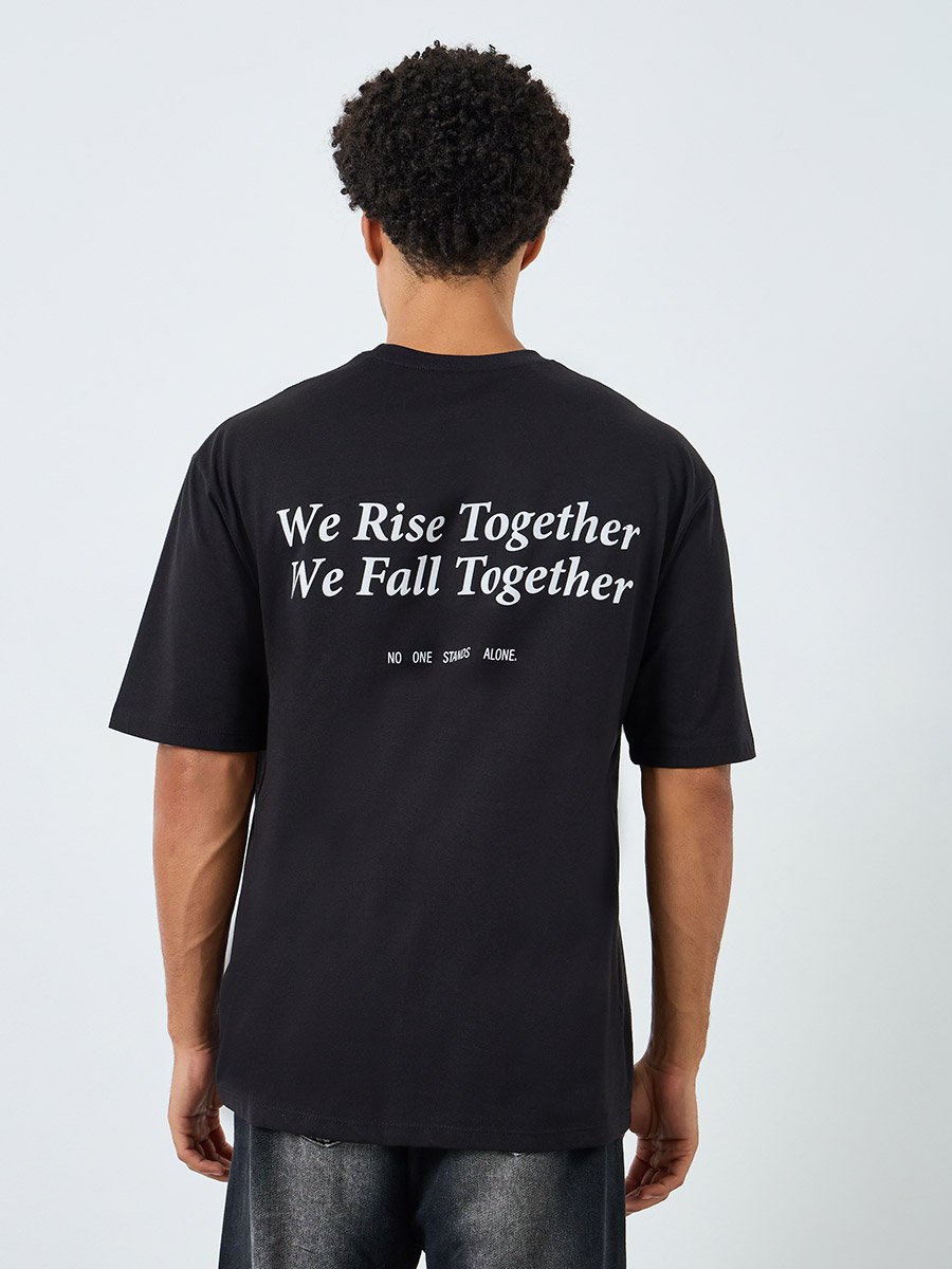 Men Oversized Slogan Print Crew Neck T-Shirt