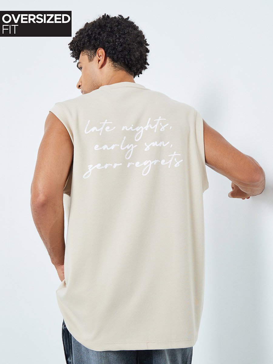 Men Oversized Graphic Print Interlock Tank