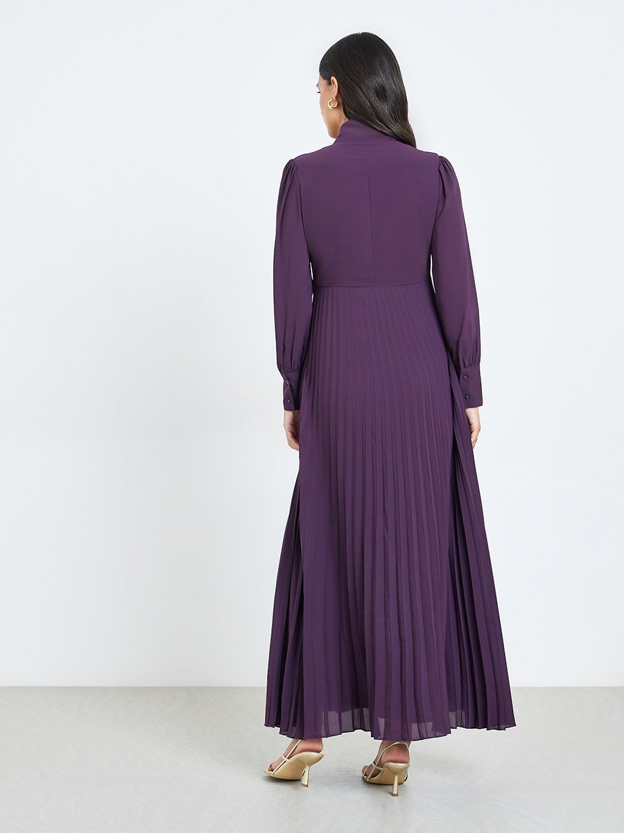 chinese dress ladies Endless Romance Satin Pleated Maxi Dress Violet