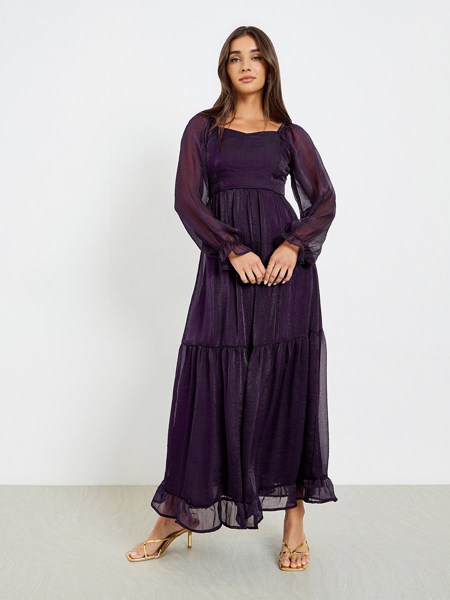 Purple Chiffon Maxi Dress